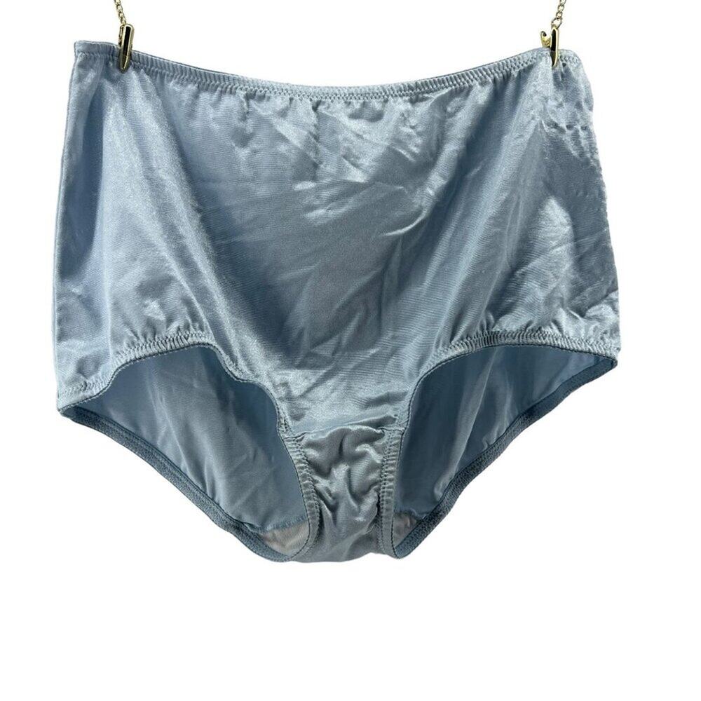 Vintage Gelmart Shiny Nylon Pale Blue Stretch Panties Briefs Womens Size 3X